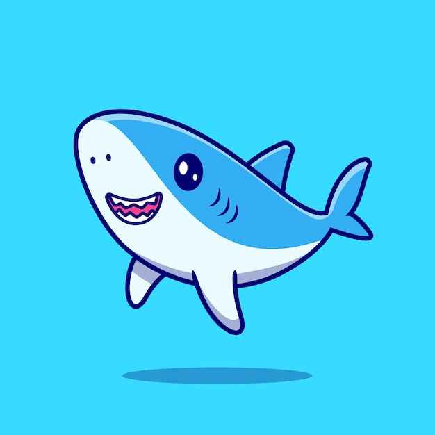 Free Vector Cute shark swimming cartoon icon illustration.