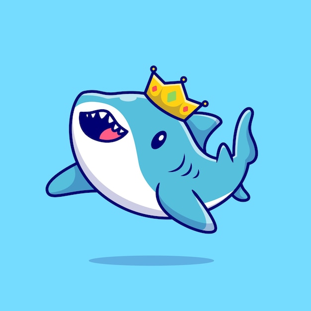 Download Free Vector | Cute shark swimming with crown