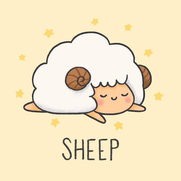 Premium Vector Cute sheep cartoon hand drawn style