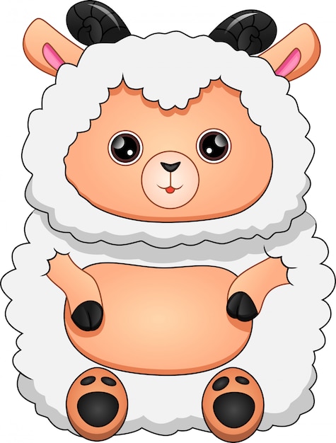 Premium Vector | Cute sheep cartoon on white background