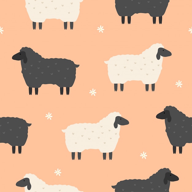 壁紙のためのかわいい羊シームレスパターン プレミアムベクター