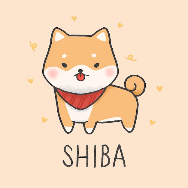 Premium Vector | Cute shiba inu dog cartoon hand drawn style