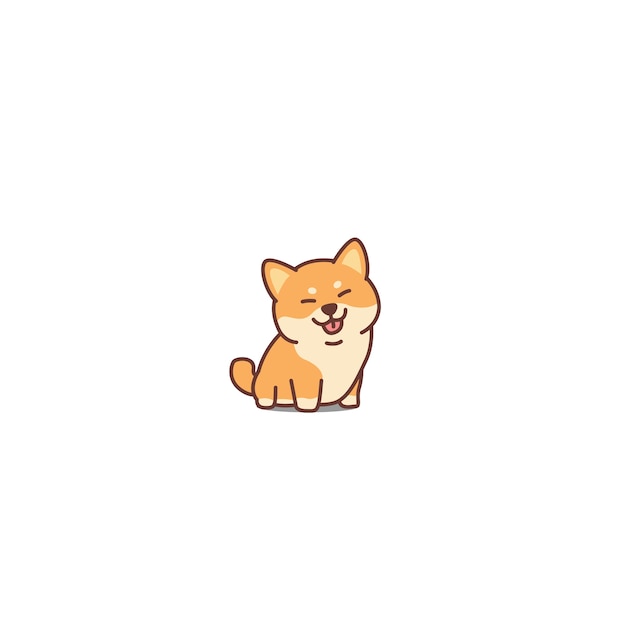 かわいい芝犬犬の漫画アイコン プレミアムベクター