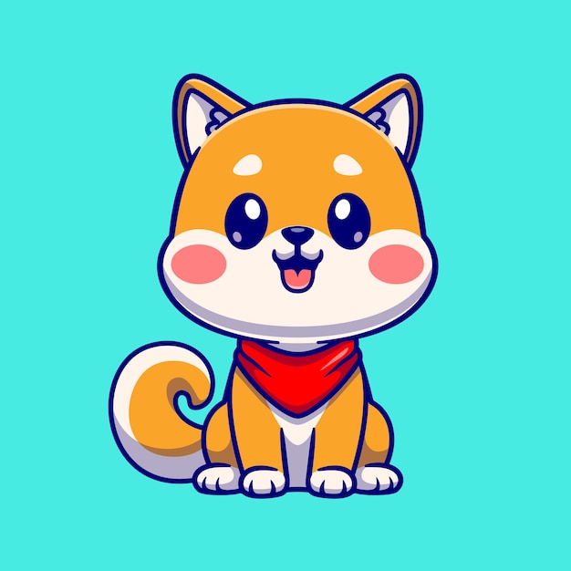 Download Free Vector | Cute shiba inu dog sitting cartoon vector icon illustration. animal nature icon ...
