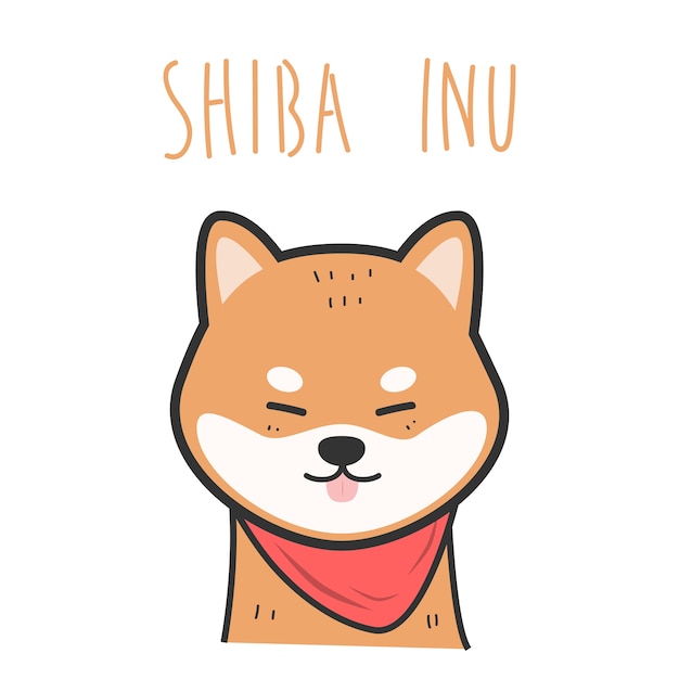 Premium Vector | Cute shiba inu dog smile character cartoon doodle