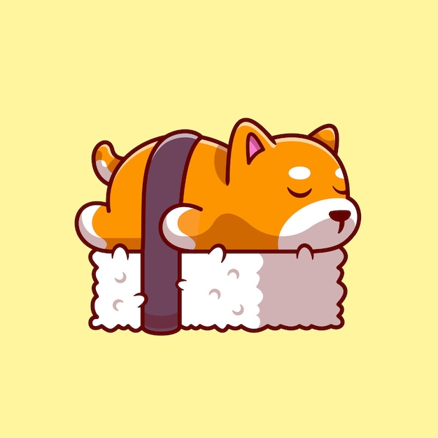 Free Vector | Cute shiba inu dog sushi. flat cartoon style