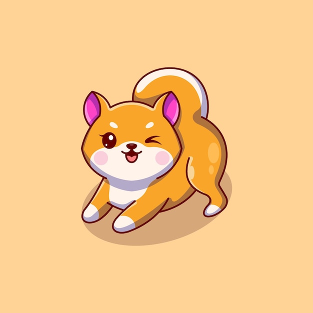 Premium Vector | Cute shiba inu is sitting cartoon design