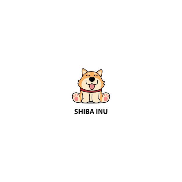 かわいいshiba Inu子犬漫画座って ベクトルイラスト プレミアムベクター