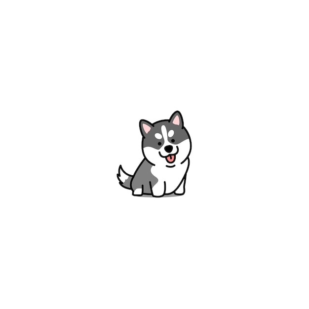 かわいいシベリアンハスキー子犬のアイコン プレミアムベクター