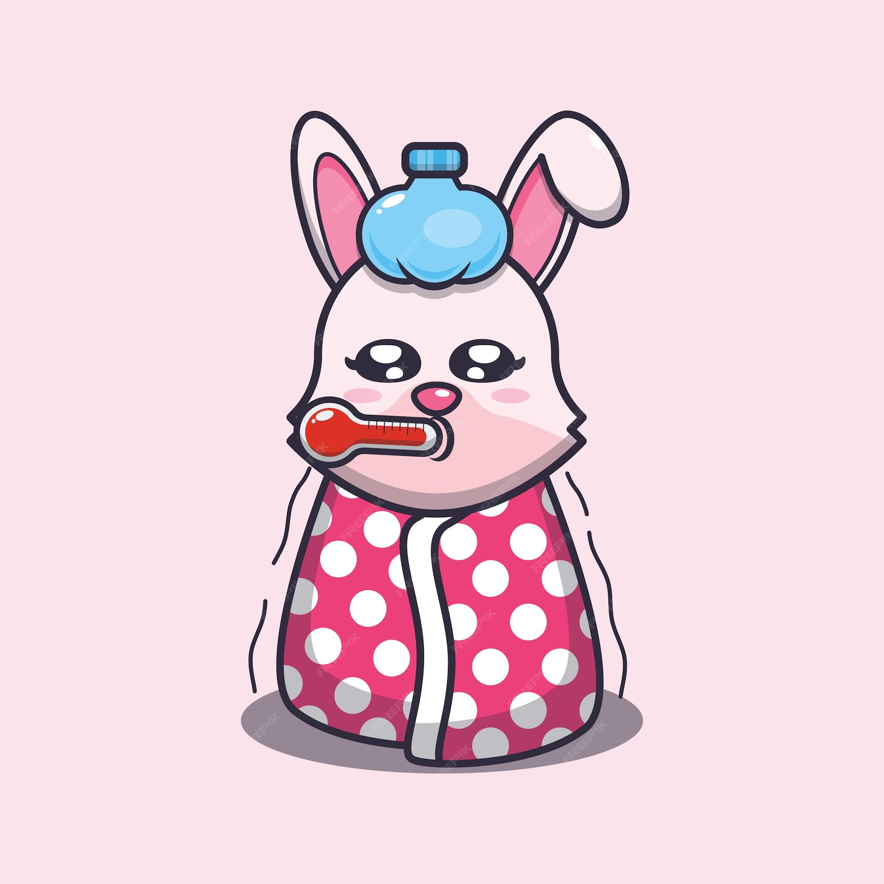 Premium Vector Cute Sick Bunny Rabbit Cartoon Mascot Illustration 5890