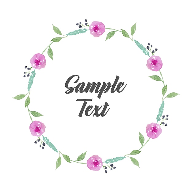 Download Cute simple flower watercolor wreath design | Premium Vector