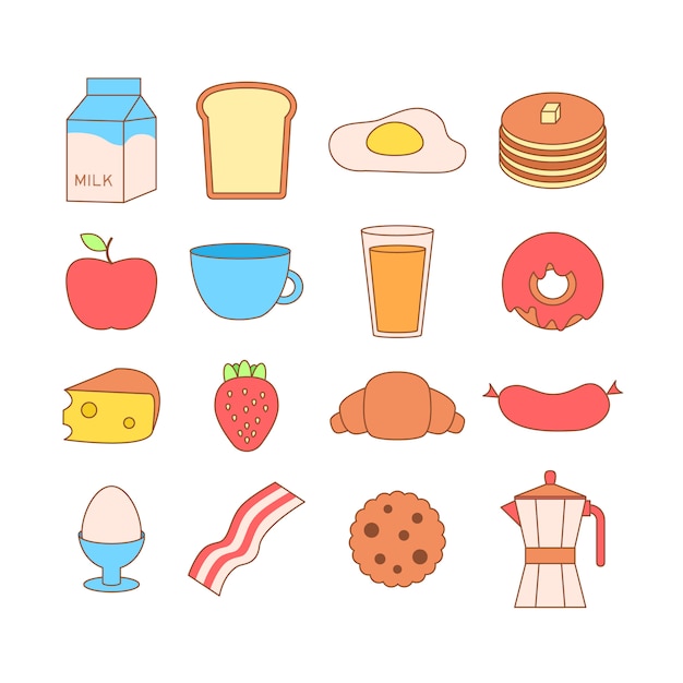 Cute and simple frame illustration with omelet, olive oil, eggs, milk, salt, onion, mushrooms Free Vector