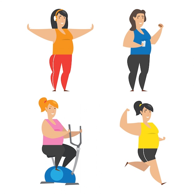 Premium Vector | Cute over sized female mascot doing a workout