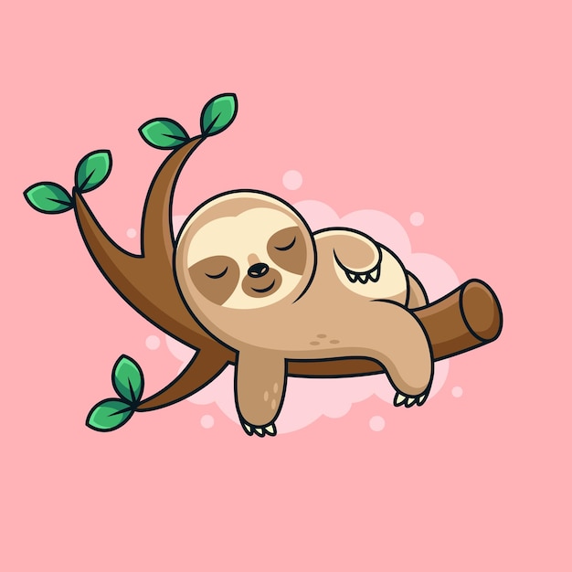 Premium Vector | Cute sleep sloth cartoon with cute pose. cartoon icon ...