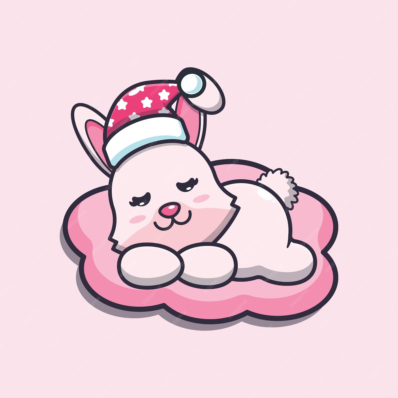 Premium Vector | Cute sleeping bunny rabbit cartoon mascot illustration