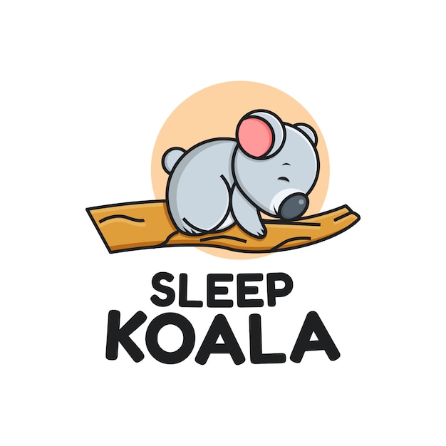 Download Cute sleeping koala logo template | Premium Vector