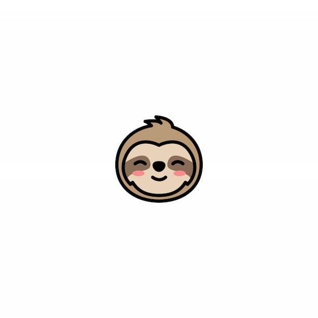 Premium Vector | Cute sloth face cartoon icon