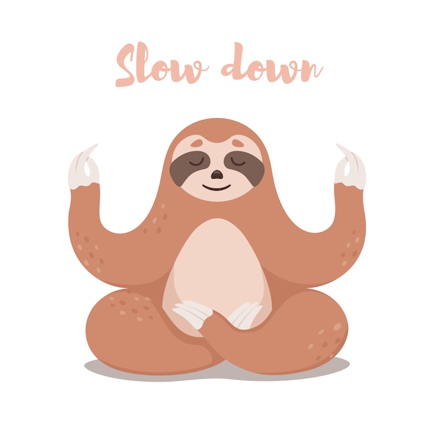 Download Cute sloth sitting in lotus yoga pose. | Premium Vector