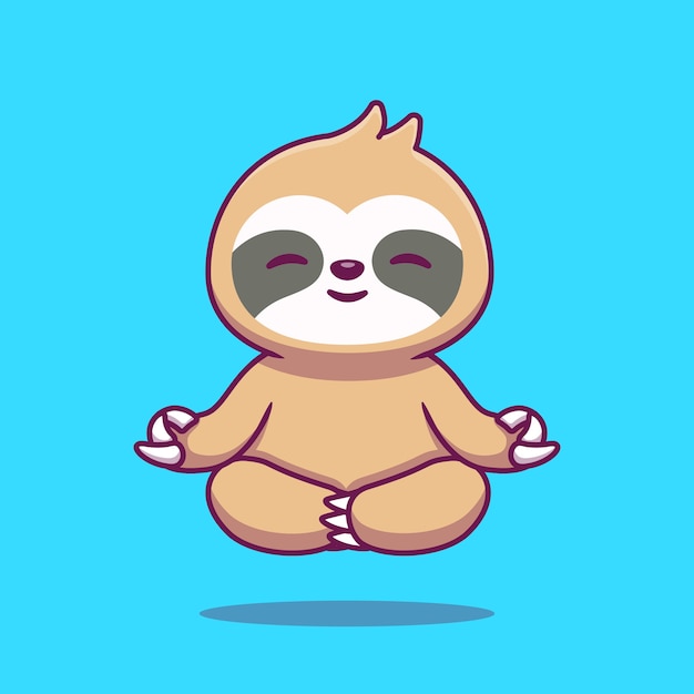 Download Free Vector | Cute sloth yoga cartoon icon illustration.