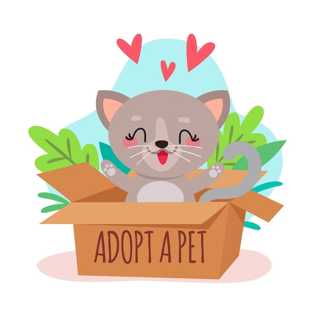 Free Vector | Cute small cat in box