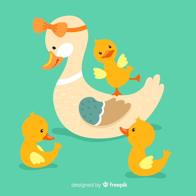 Download Cute and small mother duck and ducklings Vector | Free ...