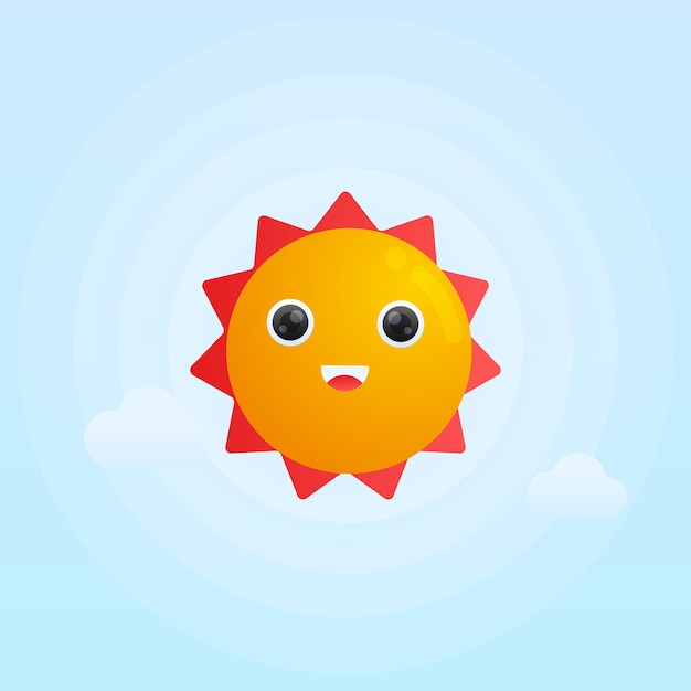 かわいい笑顔の太陽のグラデーションイラスト プレミアムベクター
