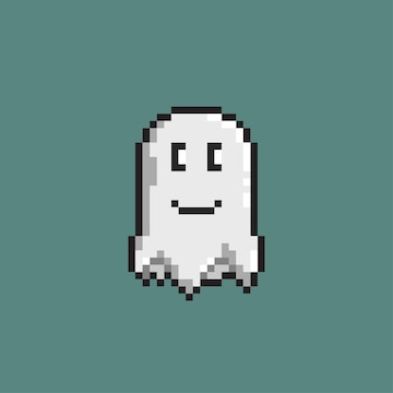 Premium Vector | Cute smiling ghost in pixel art style