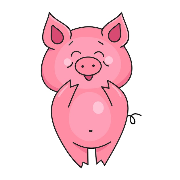 Premium Vector | Cute smiling pig. farm animals. vector illustration in ...