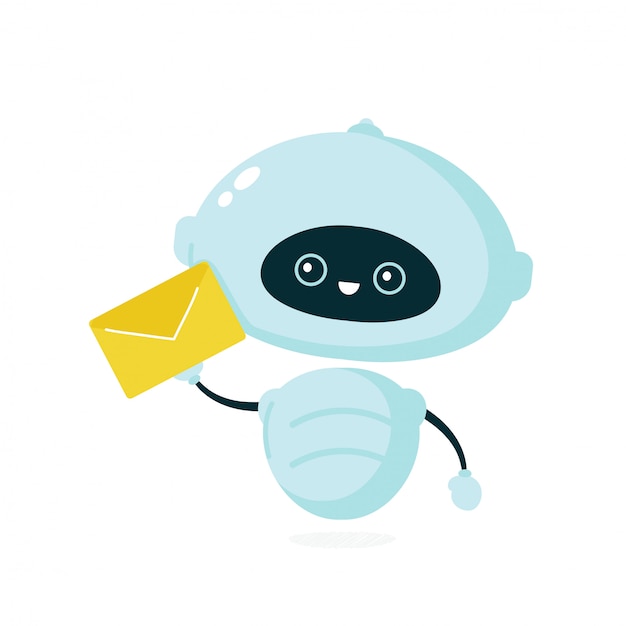 Premium Vector | Cute smiling robot, bot with letter. modern flat ...