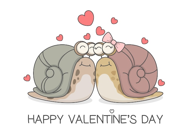 Premium Vector | Cute snail couple valentines day