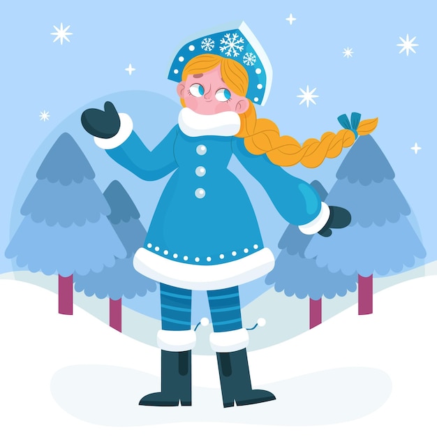 Premium Vector | Cute snow maiden character