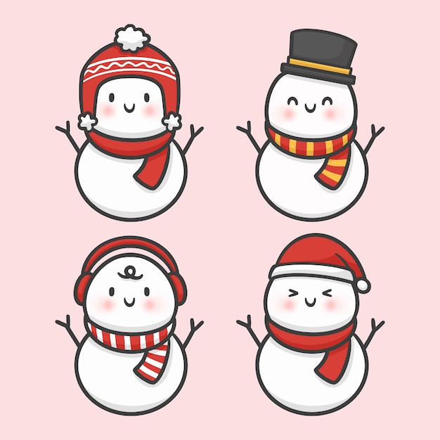 Premium Vector Cute snowman christmas hand drawn cartoon vector
