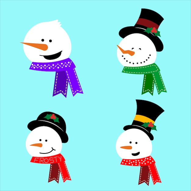 Premium Vector Cute Snowman Faces