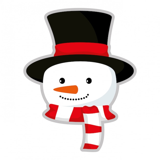 Download Cute snowman head christmas character Vector | Premium ...