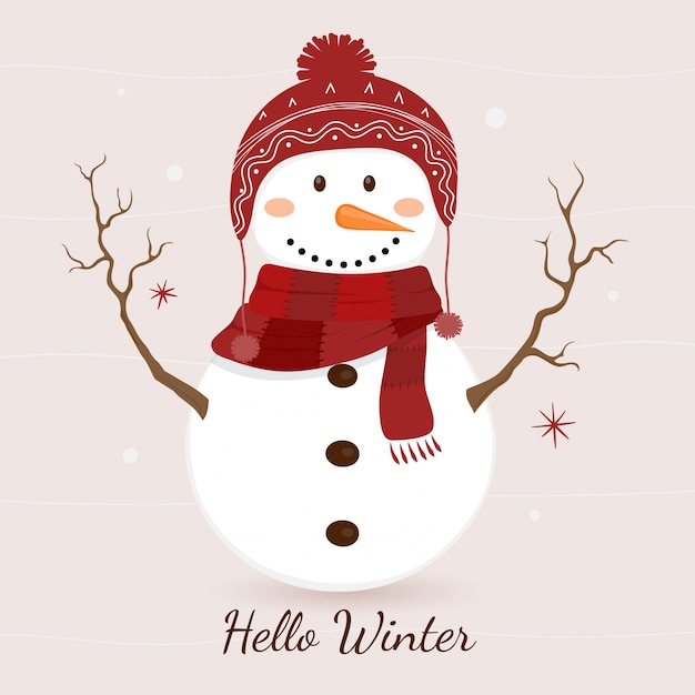 Download Premium Vector | Cute snowman on winter