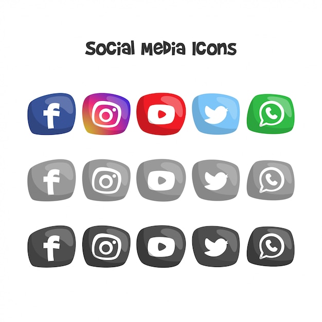 Cute Social Media Logos And Icons Premium Vector