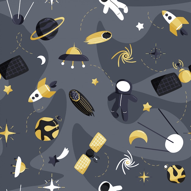 Premium Vector | Cute space seamless pattern. colorful kids.