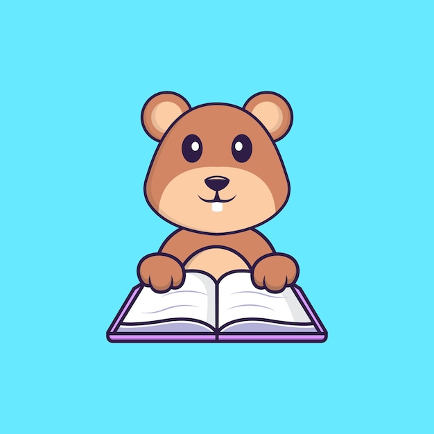 Premium Vector | Cute squirrel reading a book. animal cartoon concept ...