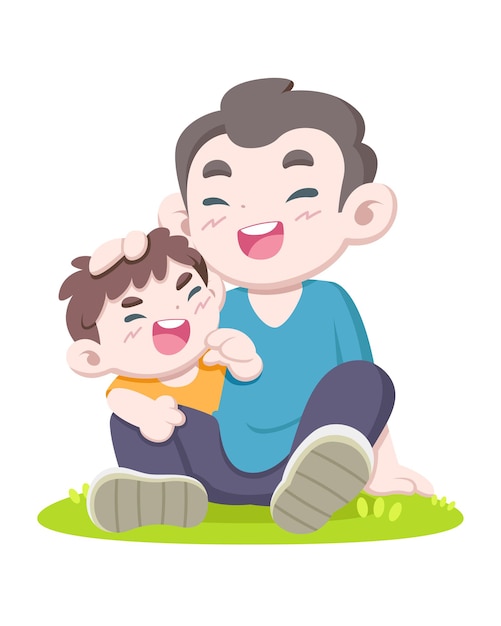 Premium Vector | Cute style father and son cartoon illustration