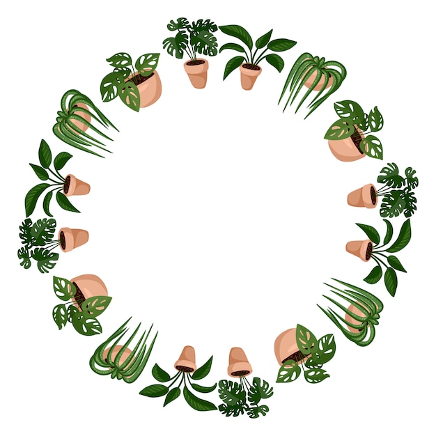 Cute succulents cartoon style wreath ornament Vector | Premium Download