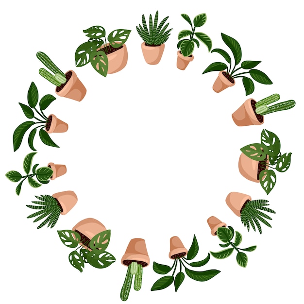 Premium Vector | Cute succulents cartoon style wreath ornament