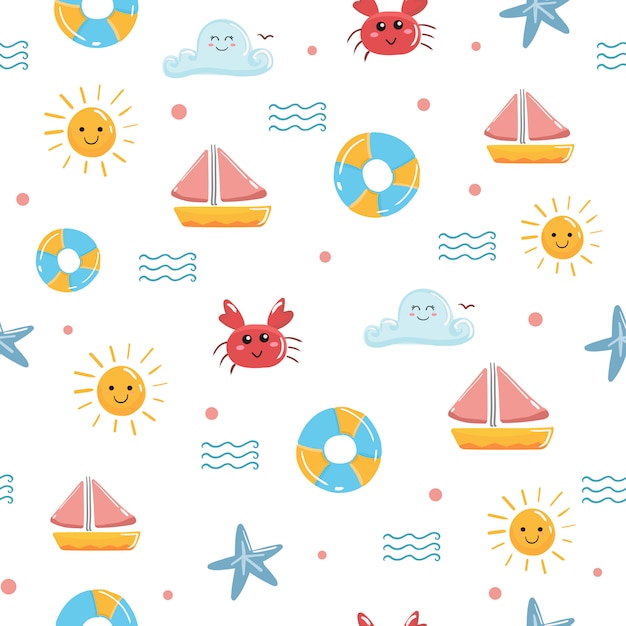 Download Premium Vector | Cute summer kawaii seamless pattern ...