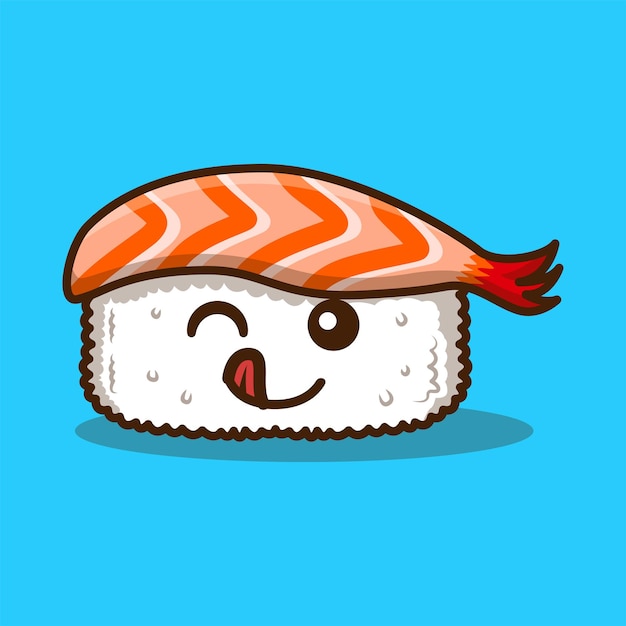 Premium Vector | Cute sushi food cartoon isolated on blue