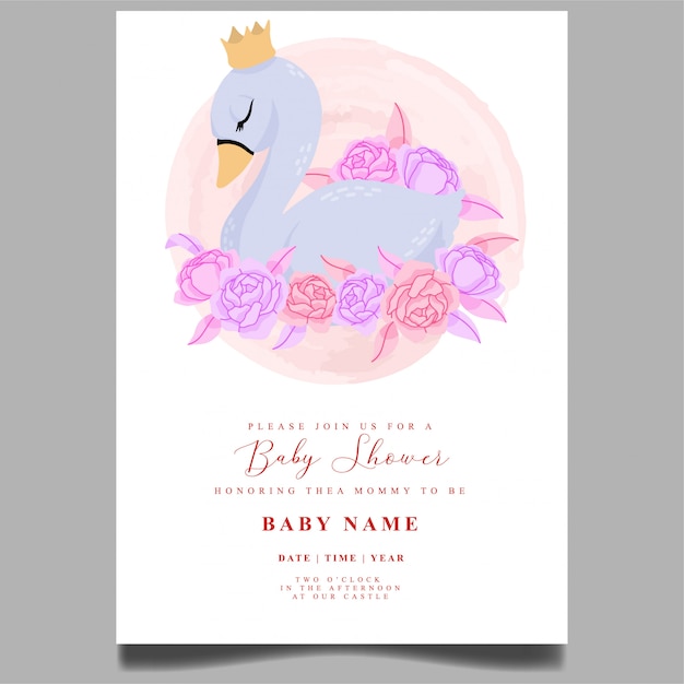 swan baby shower invitations