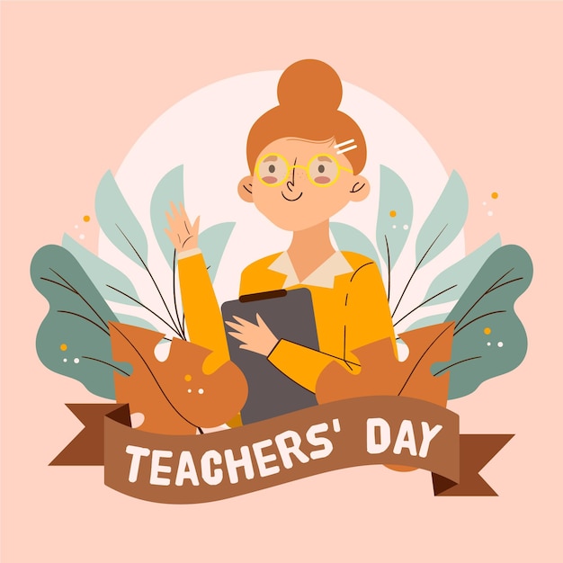 Free Vector | Cute teacher illustrated holding a clipboard