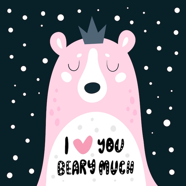 Download Premium Vector | Cute teddy bear in crown. lettering: i ...