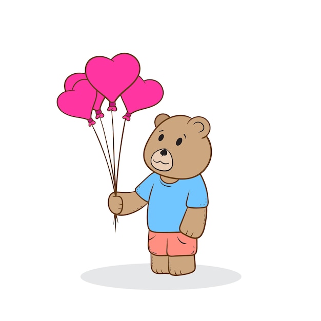 Premium Vector Cute teddy bear holding balloon love cartoon illustration