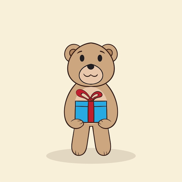 teddy bear holding gift box