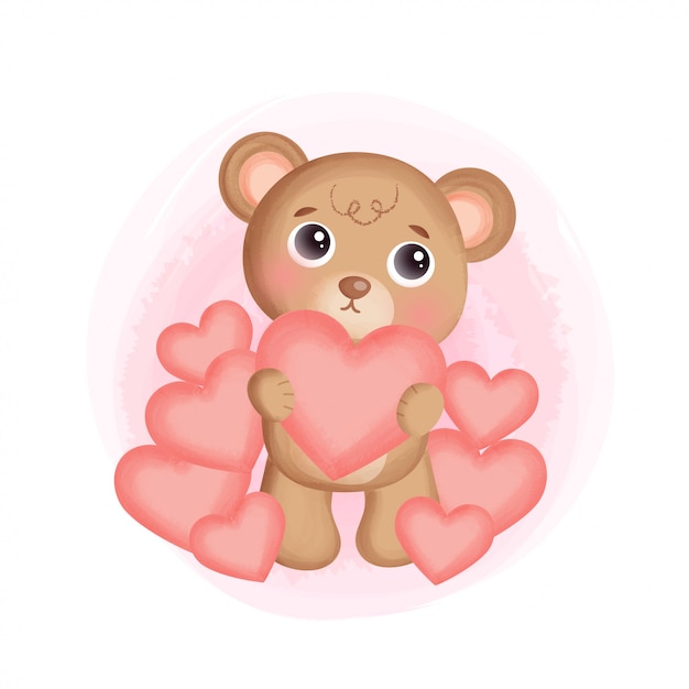 cute teddy bear holding a heart