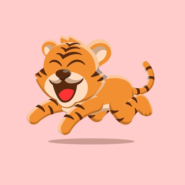 Premium Vector | Cute tiger jumping in cartoon flat design